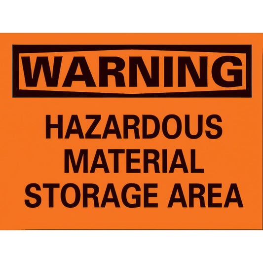 AccuformNMC W285PB Chemical & Hazardous Material Sign Rectangle, WARNING, HAZARDOUS MATERIAL STORAGE AREA