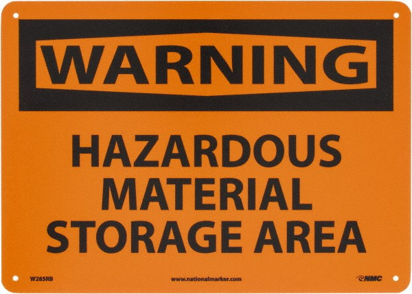 AccuformNMC W285RB Sign Rectangle, "Warning - Hazardous Material Storage Area"