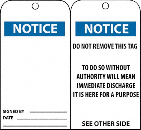 AccuformNMC RPT38 Accident Prevention Tag Rectangle, 3" High, Unrippable Vinyl, "Danger"