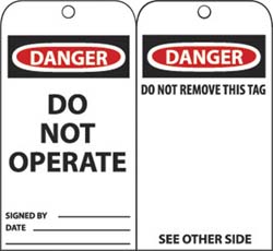 AccuformNMC RPT1A Accident Prevention Tag Rectangle, 3" High, 6" Wide, Unrippable Vinyl, "Danger"