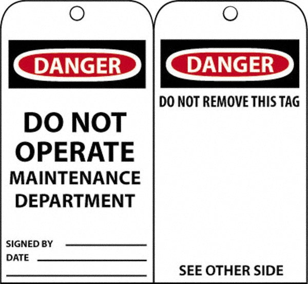 AccuformNMC RPT2 Accident Prevention Tag Rectangle, 3" High, 6" Wide, Unrippable Vinyl, "Danger"