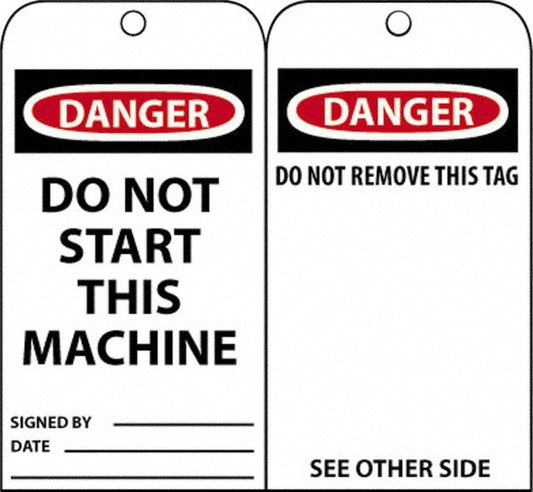 AccuformNMC RPT7 Accident Prevention Tag Rectangle, 3" High, Unrippable Vinyl, "Danger"