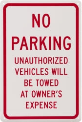 AccuformNMC TM12G No Parking - Unauthorized Vehicles Will Be Towed at Owner's Expense,