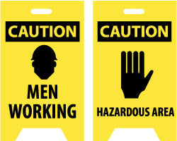 AccuformNMC FS3 Caution - Men Working, Caution - Hazardous Area, 12" Wide x 19" High, Plastic Floor Sign