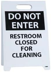 AccuformNMC FS22 Do Not Enter - Restroom Closed for Cleaning, Do Not Enter - Work in Progress, 12" Wide x 19" High, Plastic Floor Sign