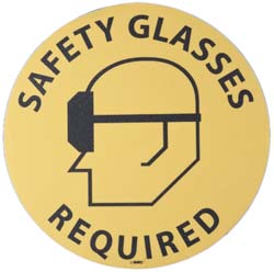 AccuformNMC MSCWFS15 Accident Prevention Adhesive Backed Floor Sign Round, Vinyl, ''SAFETY GLASSES REQUIRED''