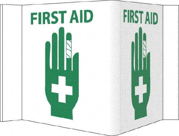 AccuformNMC VS21W Sign Rectangle, "First Aid"