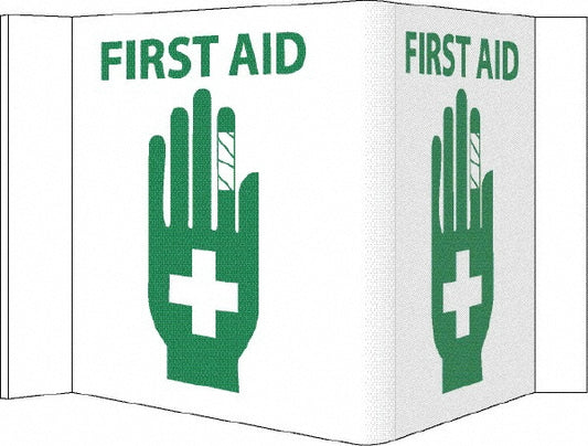 AccuformNMC VS21W Sign Rectangle, "First Aid"
