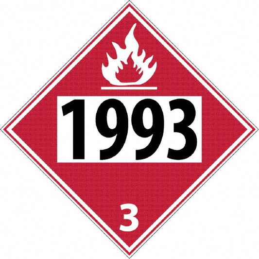 AccuformNMC DL40BR DOT - Shipping & Vehicle - 1993, 10-3/4" Wide x 10-3/4" High, Rigid Plastic Placard
