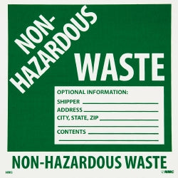 AccuformNMC HW5W Label "Non-Regulated Waste Optional Information Shipper___, Address___, City, State, Zip___, Contents___", Square, 6" Wide, 6" High