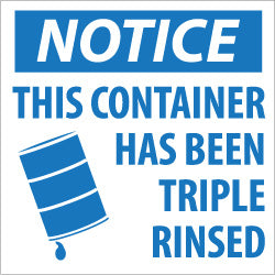 AccuformNMC HW23 Hazardous Material Label "Notice - This Container Has Been Triple Rinsed", Square, 6" Wide, 6" High