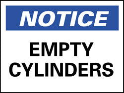 AccuformNMC N24AB Accident Prevention Sign Rectangle, "Notice, EMPTY CYLINDERS"