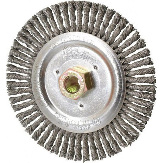 Weiler 94075 Wheel Brush 6" Wheel Dia, 1/2" Face Width, 0.0230" Wire Dia, Stringer Bead