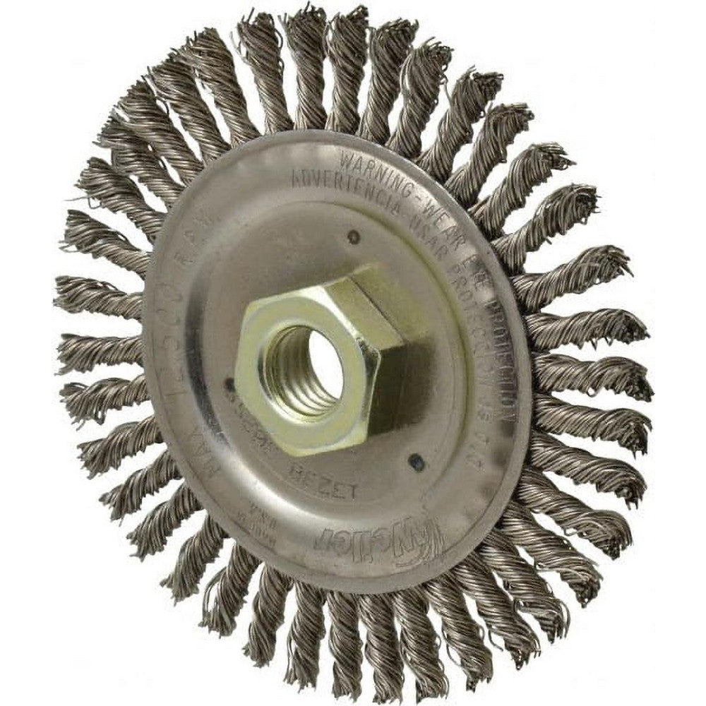 Weiler 94052 Wheel Brush 4-1/2" Wheel Dia, 3/16" Face Width, 0.0200" Wire Dia, Knotted