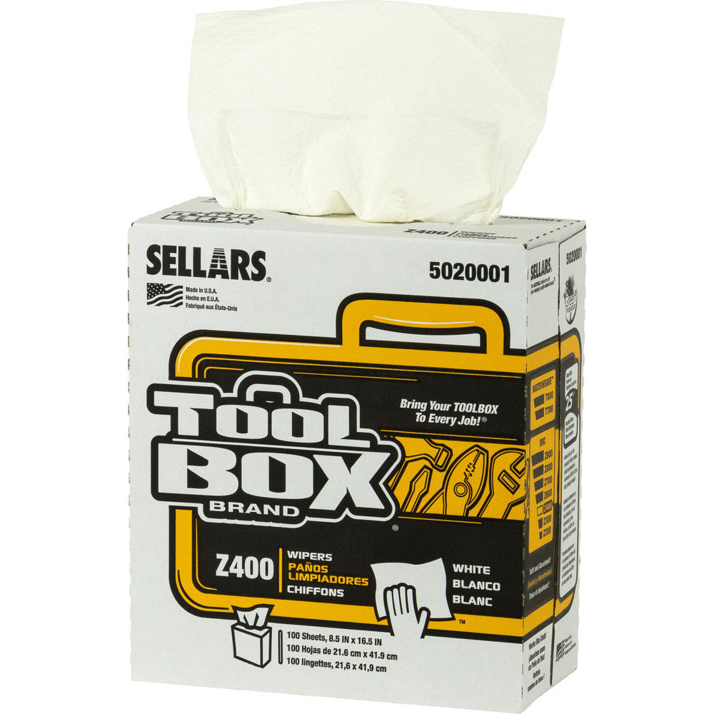 Sellars 5020001 TOOLBOX Z400 Wipers Dry, 100 Sheets/Box, Pop-Up Box, 16.5" x 8.5", White