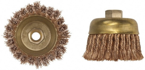 Ampco CB-30-KT Cup Brush 3" Dia, 0.02" Wire Dia, Bronze Phosphorus, Knotted