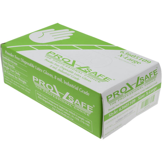 PRO-SAFE GL8N-8PFXL Disposable Glove Size X-Large, 8.0 mil, Latex, General Purpose Grade, Powder-Free