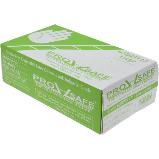 PRO-SAFE GL8N-8PFL Disposable Glove Size Large, 8.0 mil, Latex, General Purpose Grade, Powder-Free