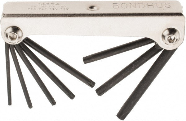 Bondhus 14534 Torx Key Set 8 Pc, Fold-Up Handle, T9 to T40
