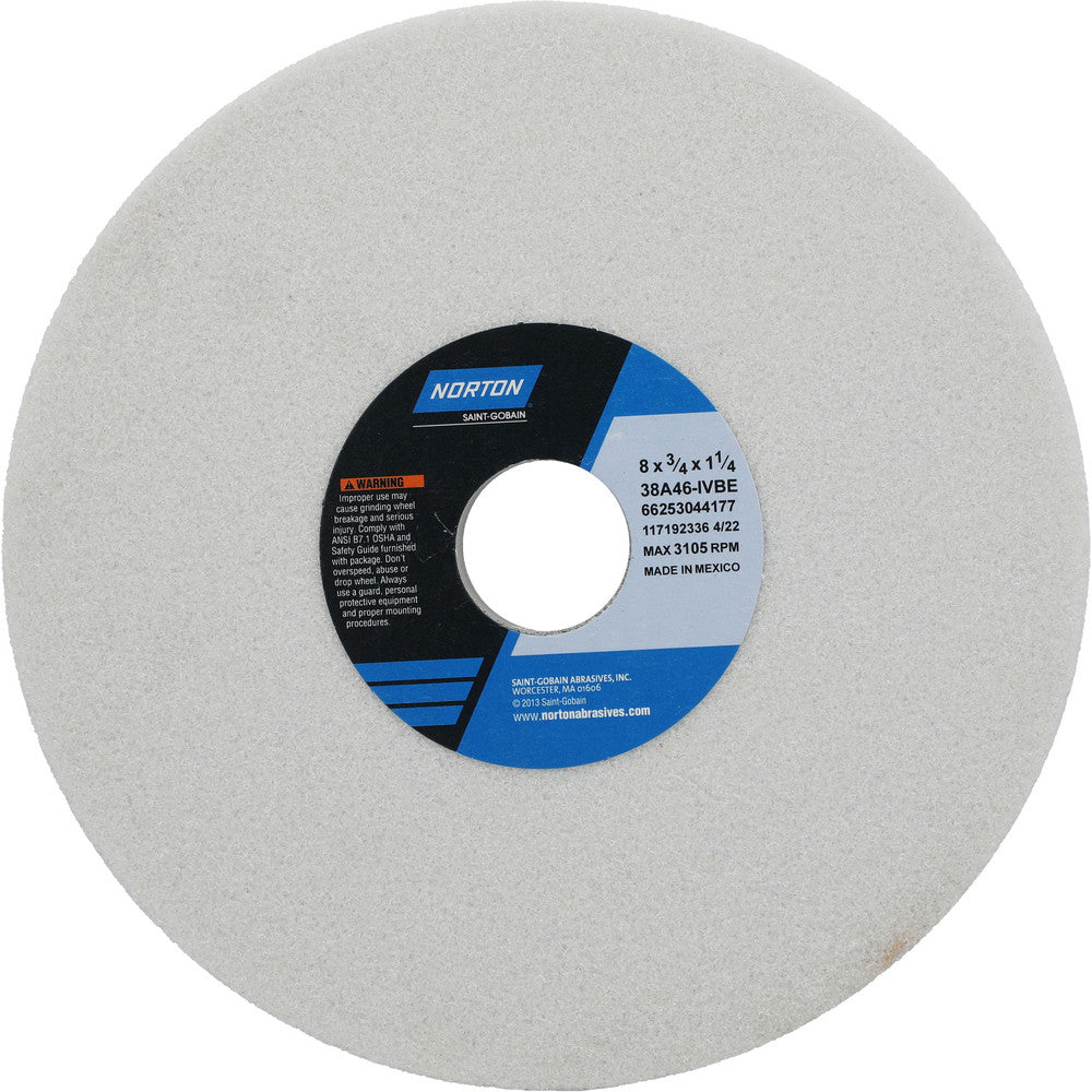 Norton 66253044177 Surface Grinding Wheel 8" Dia, 3/4" Thick, 1-1/4" Hole, 46 Grit, I Hardness