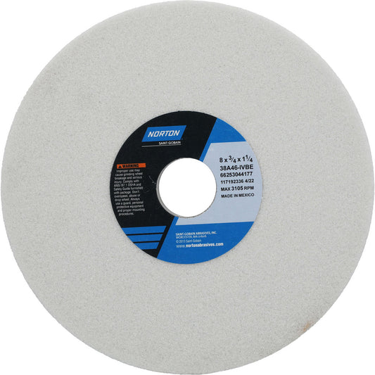 Norton 66253044177 Surface Grinding Wheel 8" Dia, 3/4" Thick, 1-1/4" Hole, 46 Grit, I Hardness