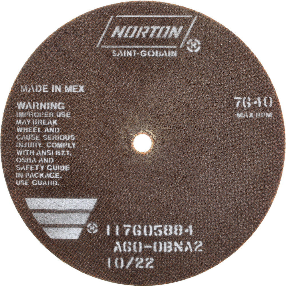 Norton 66253043009 Cutoff Wheel 8" Dia, 0.06" Thick, 1/2" Hole, Aluminum Oxide