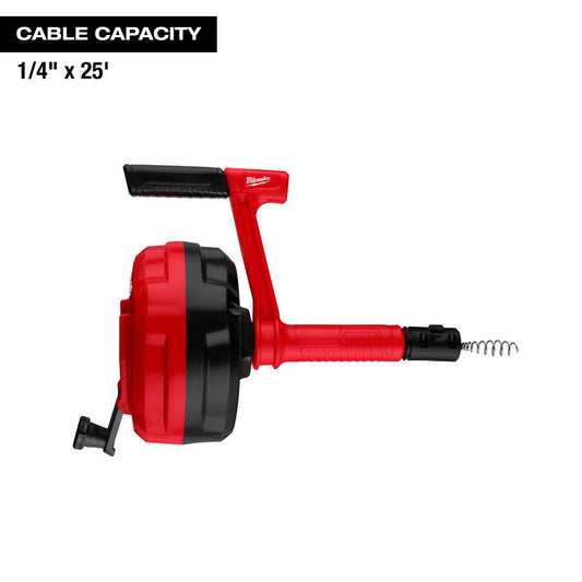 Milwaukee Tool 48-22-5760 Closet & Drain Augers Cable Type Bulb Auger  Cable Length (Feet) 25  Cable Diameter (Inch) 1/4  For Max Pipe Size 2 (Inch) For Minimum Pipe Size 1/2 (Inch) Cable Head Style Bulb