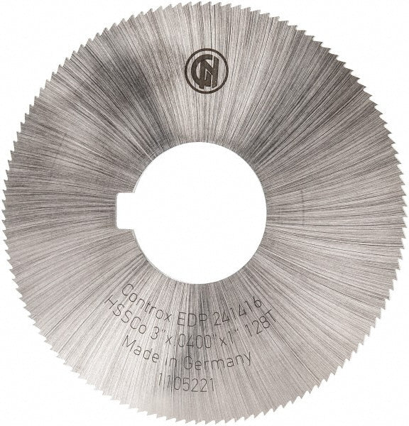 Controx 11600761010001 Slitting & Slotting Saw 3" Dia, 0.04" Thick, 1" Arbor Hole, 128 Teeth, Cobalt