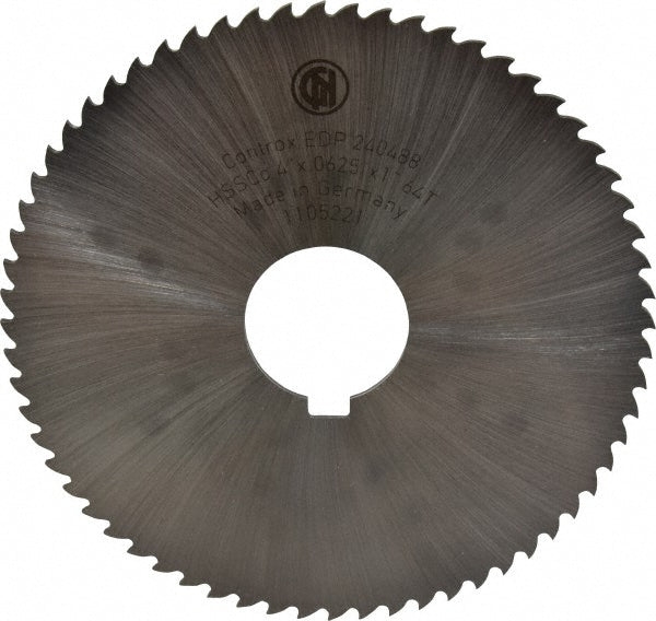 Controx 12601011580001 Slitting & Slotting Saw 4" Dia, 1/16" Thick, 1" Arbor Hole, 64 Teeth, Cobalt