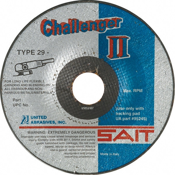 Sait 27500 Depressed-Center Wheel Type 29, 4-1/2" Dia, 1/8" Thick, 7/8" Hole, Aluminum Oxide