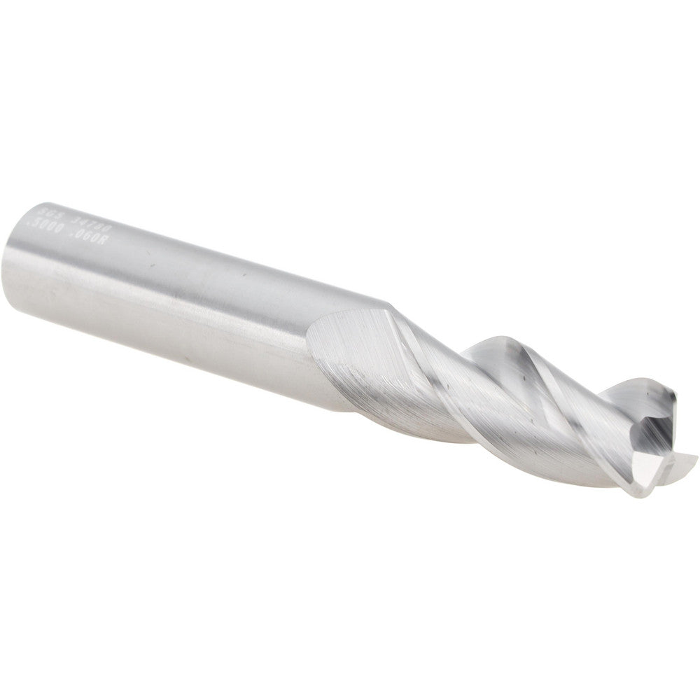 Kyocera SGS Precision Tools 34780 Corner Radius End Mill 1/2" Dia, 1-1/4" LOC, 0.0600" Radius, 3 Flute, Solid Carbide