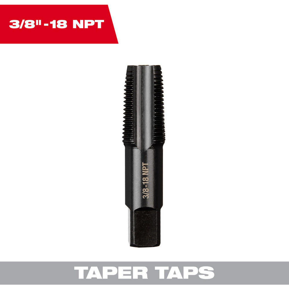 Milwaukee Tool 49-57-5292 Straight Flute Tap 3/8-18 NPT, 4 Flute, Taper Chamfer, 2B Class of Fit, High-Carbon Steel, Black Oxide Finish