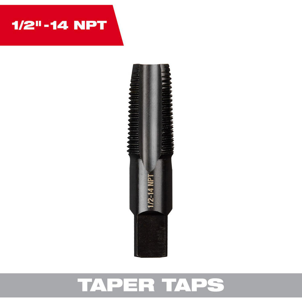 Milwaukee Tool 49-57-5293 Straight Flute Tap 1/2-14 NPT, 4 Flute, Taper Chamfer, 2B Class of Fit, High-Carbon Steel, Black Oxide Finish
