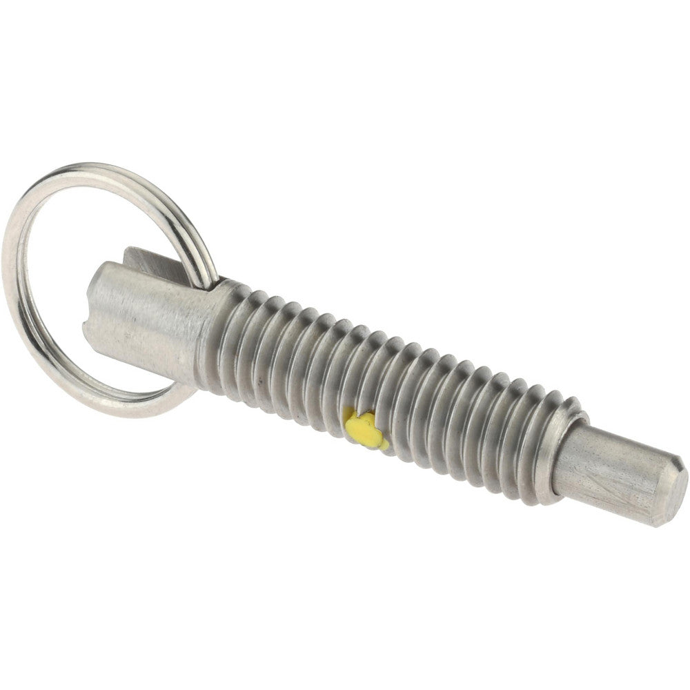 Gibraltar SSTPR38-PT-G 3/8-16, 1.2" Thread Length, 0.233" Plunger Diam, 3/8" Plunger Projection, 2 Lb Init to 4 Lb Final End Force, Stainless Steel Locking Pull Ring Plunger