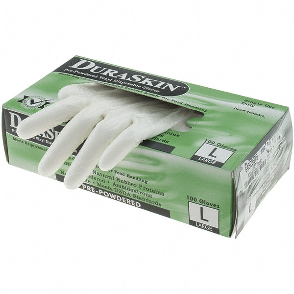 Liberty Safety 2900W-L Disposable Glove Series Duraskin, Size Large, 4.0 mil, Not Coated, Vinyl, General Purpose Grade, Powdered