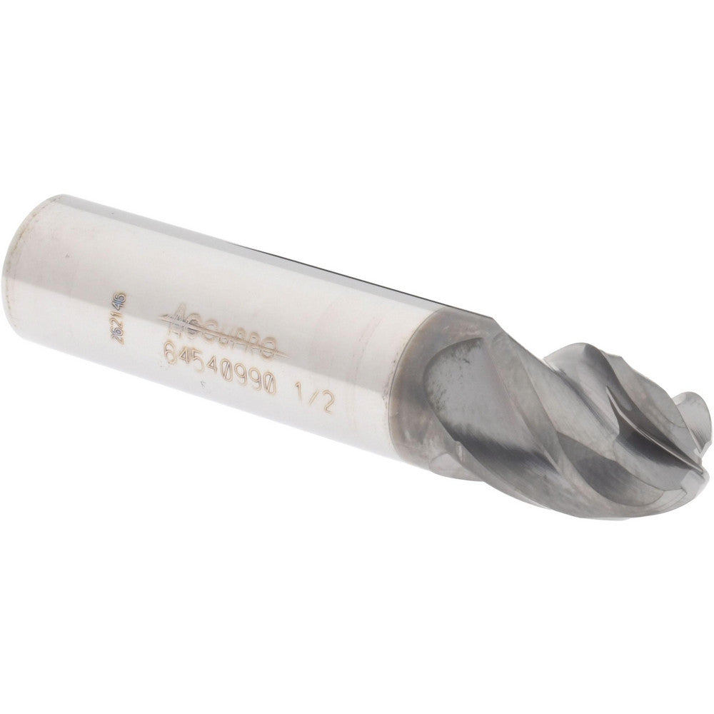 Accupro 64540990 Ball End Mill 0.5" Dia, 0.625" LOC, 4 Flute, Solid Carbide