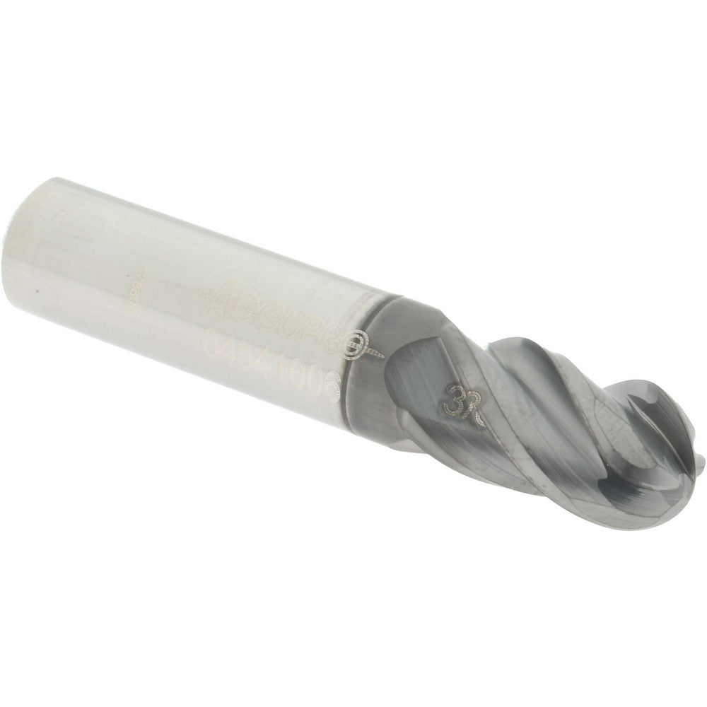 Accupro 64541006 Ball End Mill 0.375" Dia, 0.625" LOC, 4 Flute, Solid Carbide