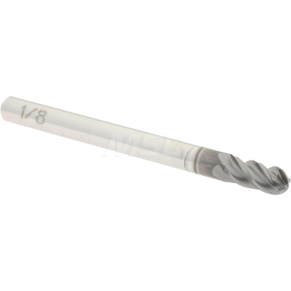 Accupro 64541030 Ball End Mill 0.125" Dia, 0.25" LOC, 4 Flute, Solid Carbide