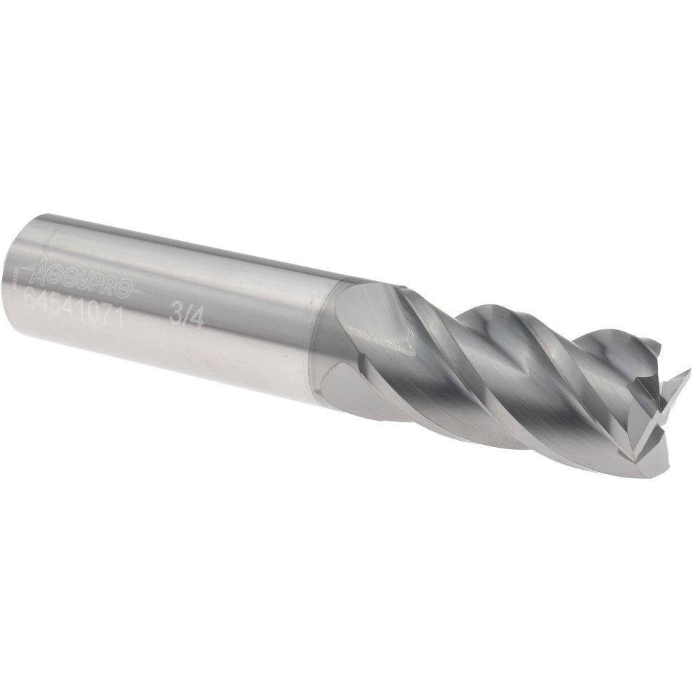 Accupro 64541071 Square End Mill 3/4'' Dia, 1-1/2'' LOC, 3/4'' Shank Dia, 4'' OAL, 4 Flutes, Solid Carbide