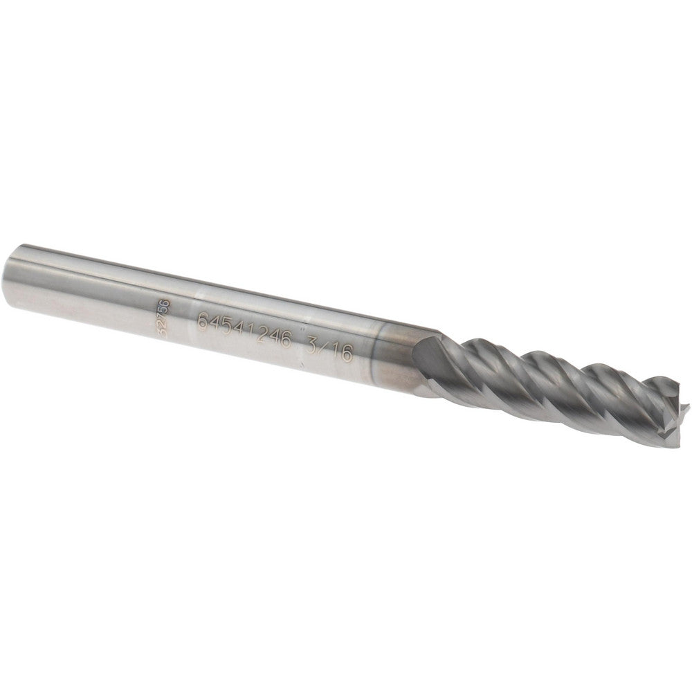 Accupro 64541246 Square End Mill 3/16'' Dia, 5/8'' LOC, 3/16'' Shank Dia, 2'' OAL, 4 Flutes, Solid Carbide