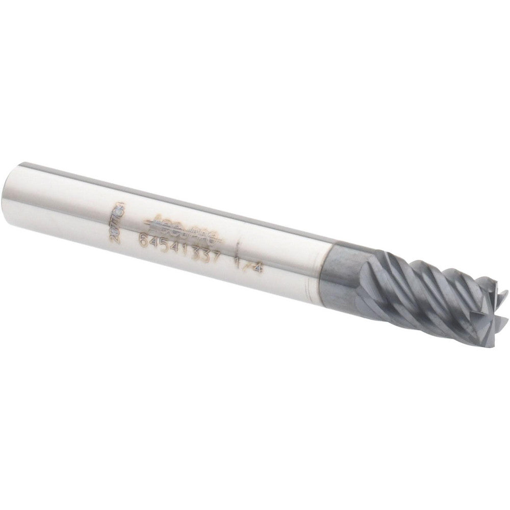 Accupro 64541337 Square End Mill 1/4'' Dia, 3/8'' LOC, 1/4'' Shank Dia, 2'' OAL, 6 Flutes, Solid Carbide