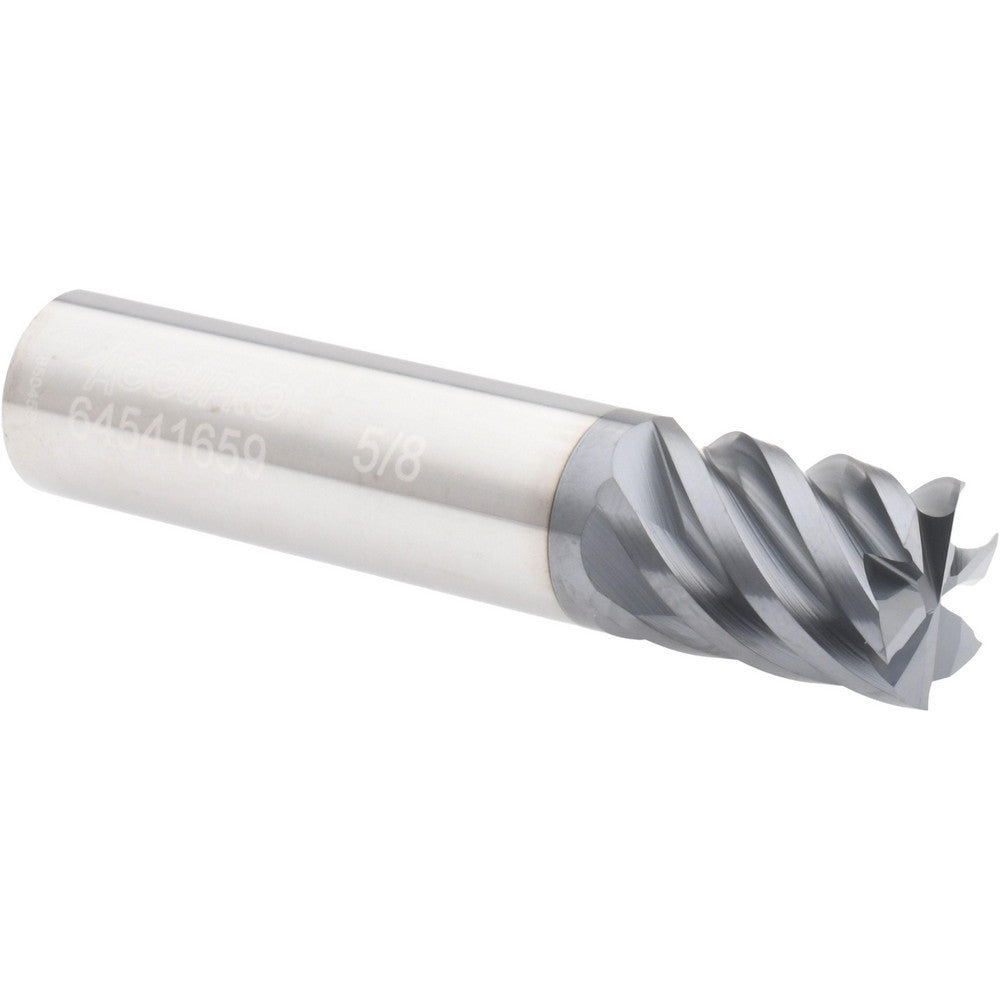 Accupro 64541659 Square End Mill 5/8'' Dia, 3/4'' LOC, 5/8'' Shank Dia, 3'' OAL, 6 Flutes, Solid Carbide