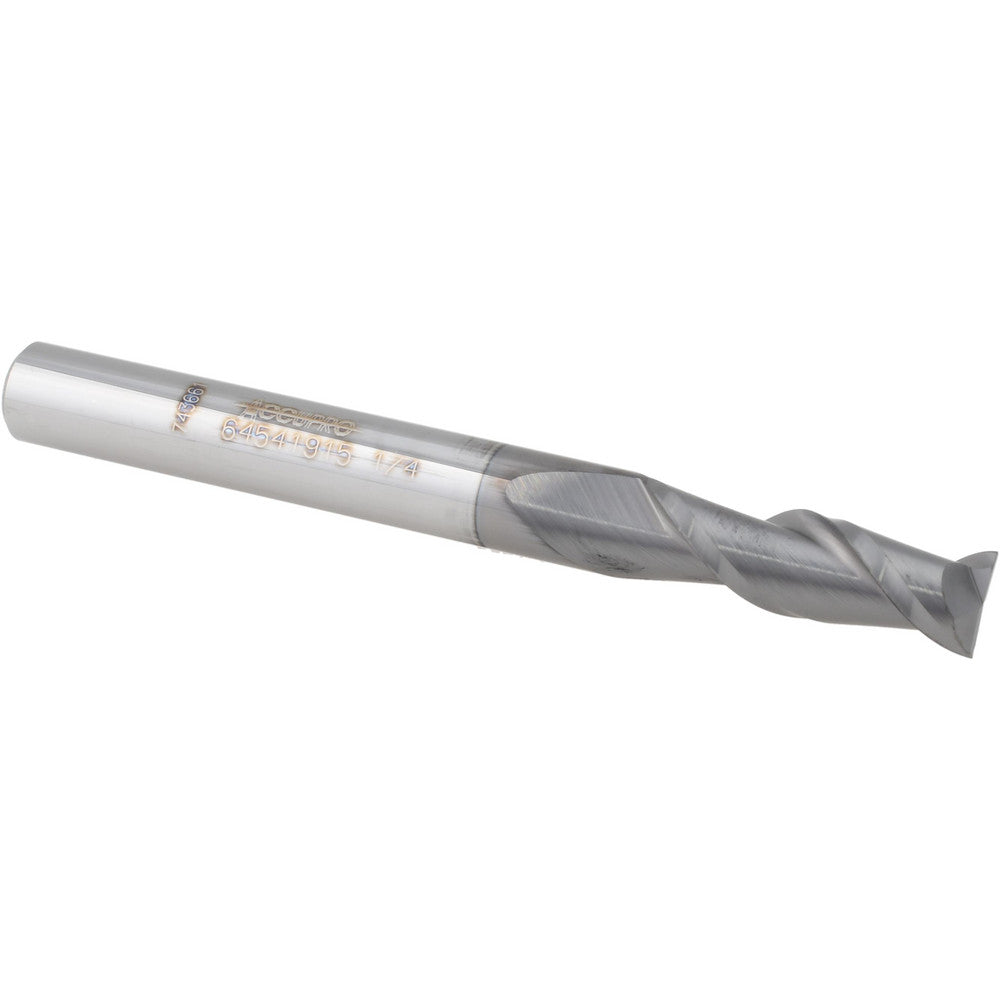 Accupro 64541915 Square End Mill 1/4'' Dia, 3/4'' LOC, 1/4'' Shank Dia, 2-1/2'' OAL, 2 Flutes, Solid Carbide