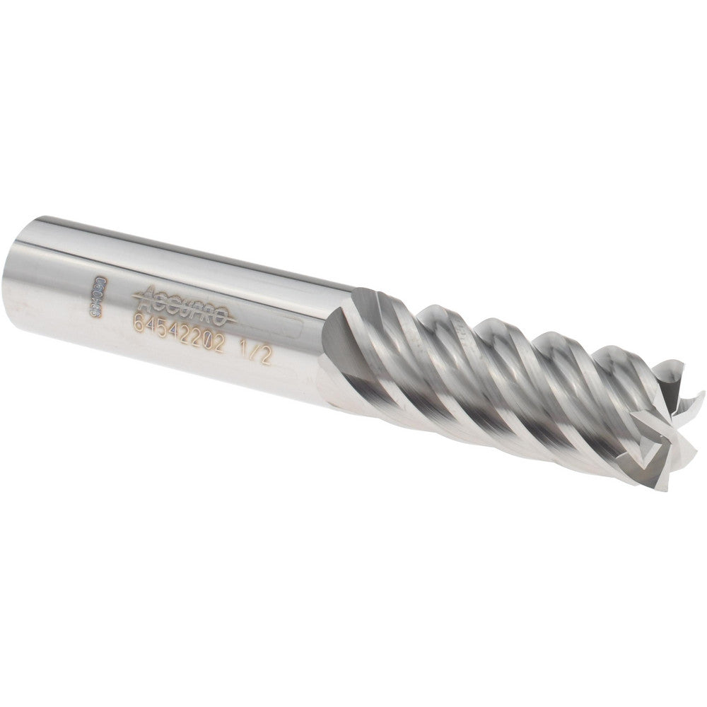 Accupro 64542202 Square End Mill 1/2'' Dia, 1-1/4'' LOC, 1/2'' Shank Dia, 3'' OAL, 6 Flutes, Solid Carbide