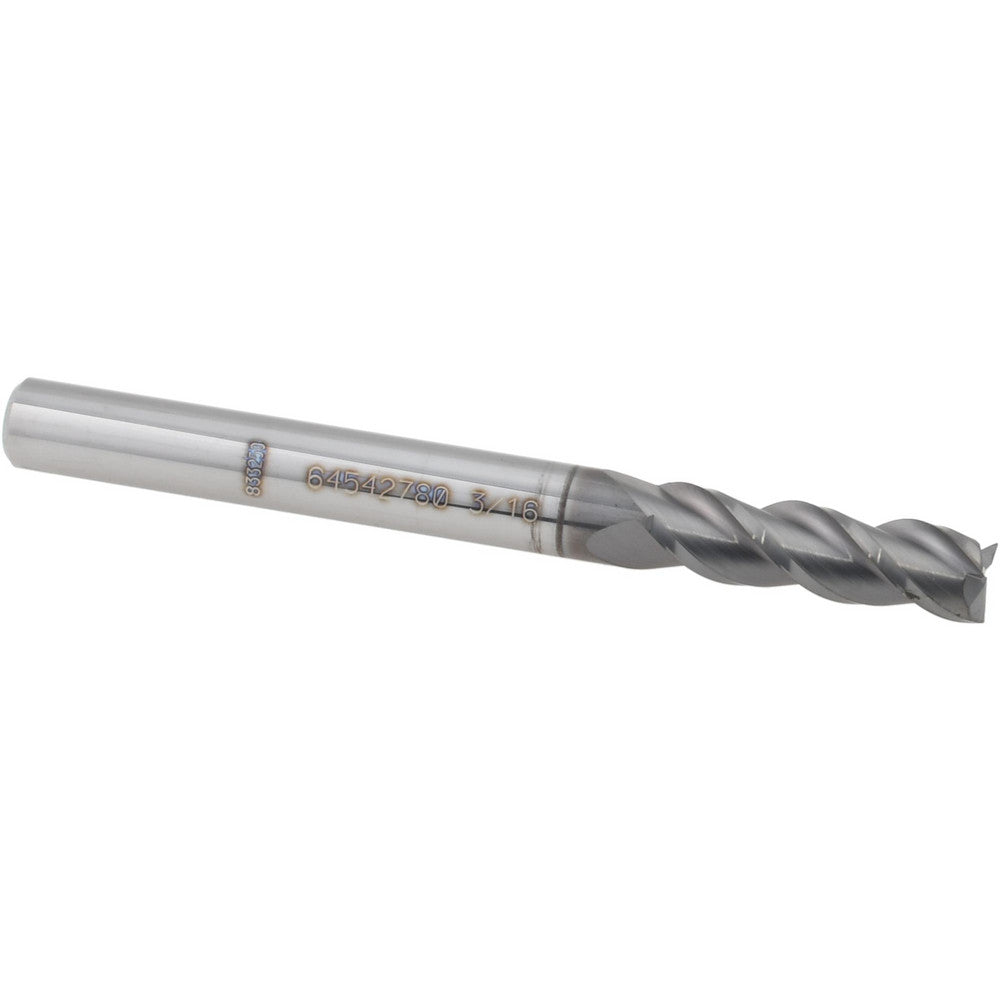 Accupro 64542780 Square End Mill 3/16'' Dia, 5/8'' LOC, 3/16'' Shank Dia, 2'' OAL, 3 Flutes, Solid Carbide