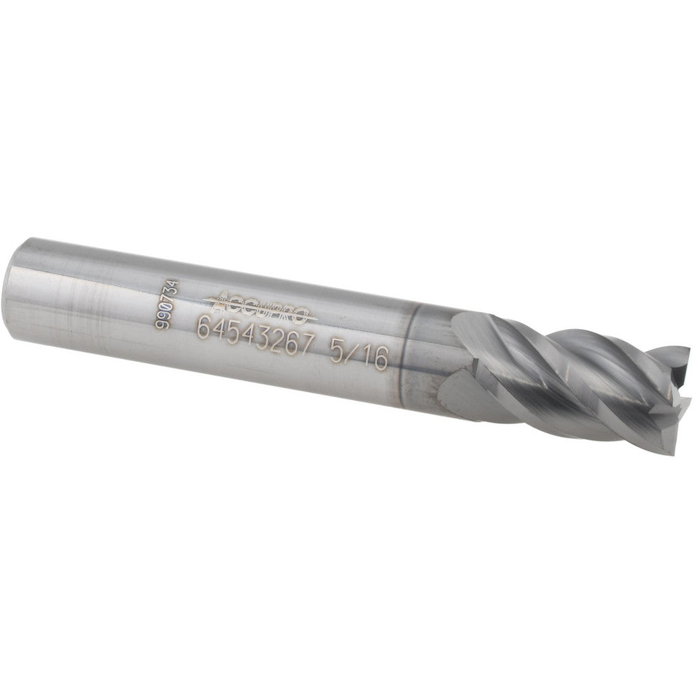 Accupro 64543267 Square End Mill 5/16'' Dia, 1/2'' LOC, 5/16'' Shank Dia, 2'' OAL, 4 Flutes, Solid Carbide