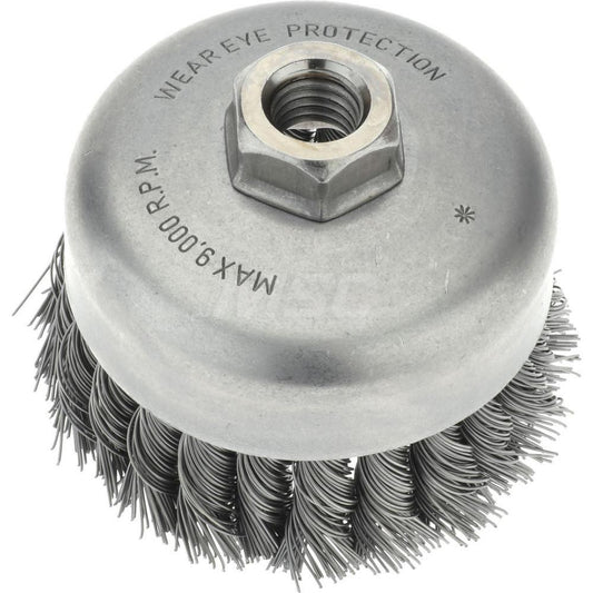 Weiler 94416 Cup Brush 4" Dia, 0.023" Wire Dia, Steel, Knotted