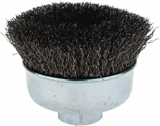 Weiler 93273 Cup Brush 3" Dia, 0.014" Wire Dia, Steel, Crimped