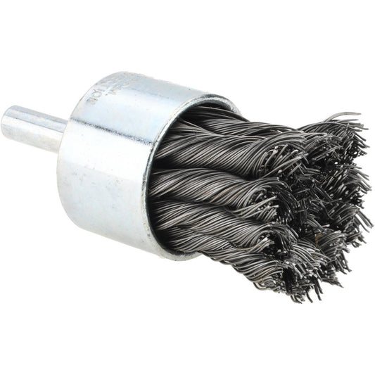 Weiler 90185 End Brushes 1-1/8" Dia, Stainless Steel, Knotted Wire