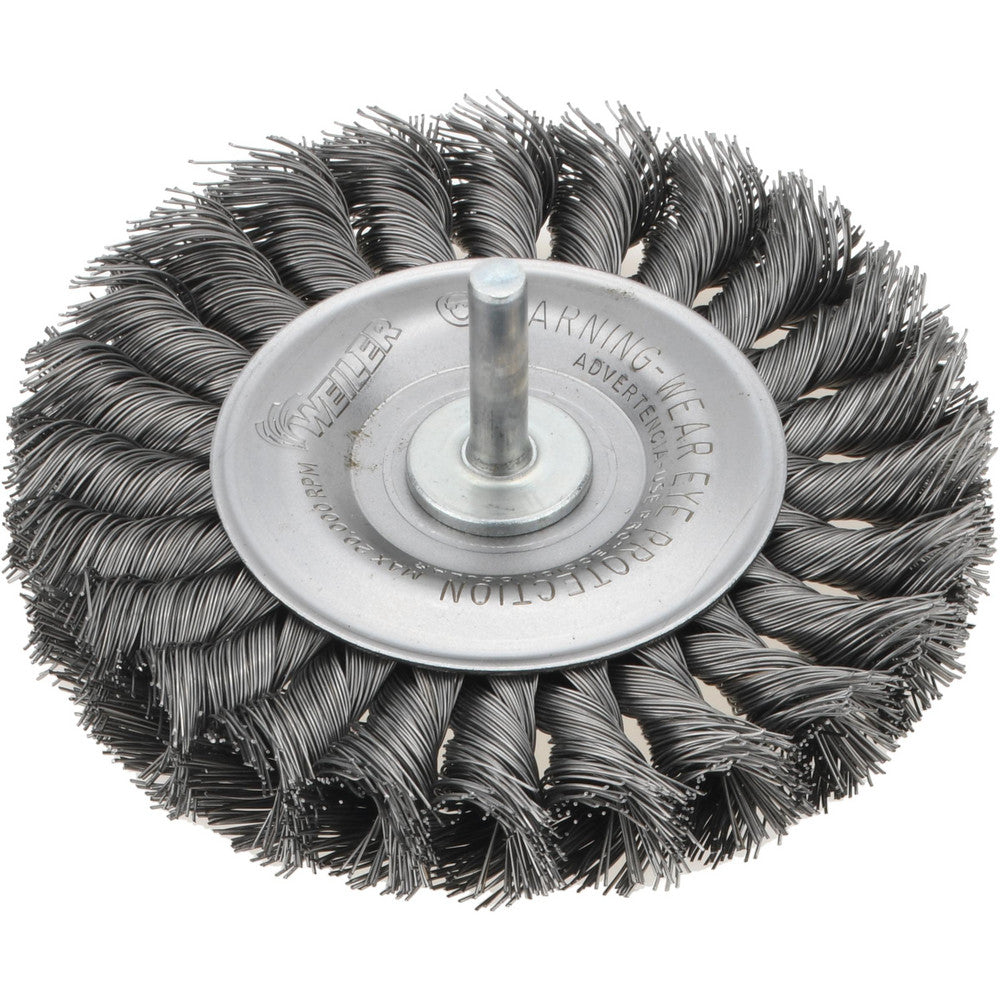 Weiler 94850 Wheel Brush 4" Wheel Dia, 1/2" Face Width, 0.0140" Wire Dia, Knotted